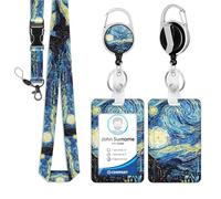 Porta Tarjetas Identificativas, Retráctiles de Cielo Estrellado con Carretes, Lanyard con Tarjetero, ID Card Badges Holder Extensible, Moda Cordón para el Cuello de la Escuela, Oficinas