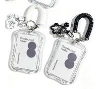 Porta Tarjetas Retráctil con Cordón y Mosquetón, ABS Rígido 2Pcs