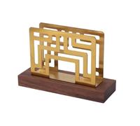Porta toallas de papel de nogal y dorado - Servilletero de madera maciza, elegante dispensador de pañuelos cuadrado con soporte for palillos Servilleteros(Type A,15.8 * 5.5cm)
