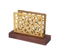 Porta toallas de papel de nogal y dorado - Servilletero de madera maciza, elegante dispensador de pañuelos cuadrado con soporte for palillos Servilleteros(Type C,15.8 * 5.5cm)