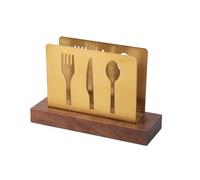 Porta toallas de papel de nogal y dorado - Servilletero de madera maciza, elegante dispensador de pañuelos cuadrado con soporte for palillos Caja de pañuelos(Type B,15.8 * 5.5cm)