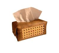 Porta toallas de papel retro Wier, lujo, creativo, for sala estar, decoración escritorio, caja pañuelos extraíble, material cuero(2 light wood grain tissue boxes)