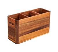 Porta Utensilios - Estante De Almacenamiento De Cocina De Madera Con Orificios De Secado | Organizador De Cubiertos De 2, 3 Y 4 Compartimentos | Soporte De Encimera De Granja Para Cucharas, Espátulas
