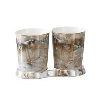 Porta Utensilios Porta utensilios de cerámica con 2 compartimentos for encimera cocina Soporte Cubiertos(Multi-colored)