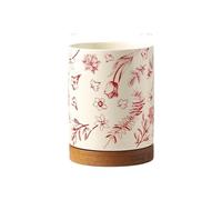 Porta Utensilios Soporte de cerámica for utensilios cocina, organizador encimera con bandeja drenaje Soporte Cubiertos(Red)