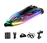 Portaaviones RC para piscina y lago, 2,4 GHz, barco de guerra teledirigido con función de pulverización de cañón de agua, barco militar eléctrico impermeable con motor doble, velocidad alta/baja
