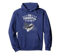 Portaaviones USS Forrestal CV-59 Sudadera con Capucha, Unisex para Adultos, Azul Marino, M