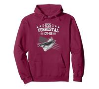 Portaaviones USS Forrestal CV-59 Sudadera con Capucha, Unisex para Adultos, Granate, XXL