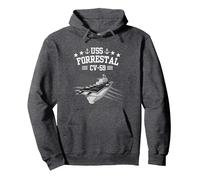 Portaaviones USS Forrestal CV-59 Sudadera con Capucha, Unisex para Adultos, Jaspeado Oscuro, M