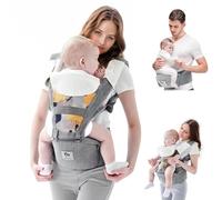 Bellababy Mochila Portabebés Multifunción para Bebés de 3 a 36 Meses, 6 Formas de Transporte en 1, Todas las Estaciones, Tamaño Ajustable, Perfecto para ir de Compras y Viajar (Gris)