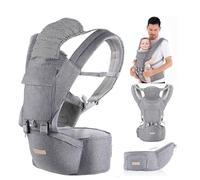 Portabebés ergonómico para recién nacidos a partir de nacimiento, de malla, para la espalda, adecuado para 3-20 kg (gris)