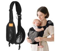 Portabebés Portátil, Fular Portabebe de Malla Transpirable, Mochila Portabebes Ergonómico, Porta Bebes Elastico Ajustable, Portabebes Recien Nacidos para Bebés y Niños Pequeños de 0-36 Meses (Negro)
