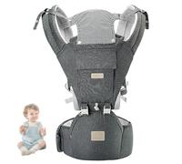 Portabebés recién nacidos a partir de 3 a 36 meses, de algodón, ergonómico, con asiento en la cadera, suave y transpirable, para viajes, paseos, todo el año (gris)