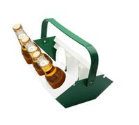 Portabebidas portátil, bandeja de transporte de cerveza con compartimento para hielo, soporte organizador de bebidas de 6 ranuras, enfriador aislado con asa, mantiene las latas frías para camping