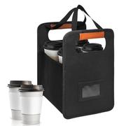 Portabebidas reutilizable, portador plegable para tazas de café, 28.5 x 20.7 x 19.3 cm, bandeja para 4 tazas con separadores ajustables, estante portátil para viajes y reuniones al aire libre