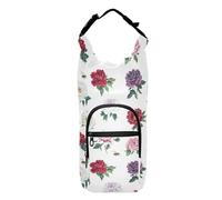 Portabidones de agua clásico con cordón cruzado color blanco peonía versátil mochila con bolsillos y soporte para botella de agua para senderismo, se adapta a botellas de 20/24/32/40 onzas, clásico