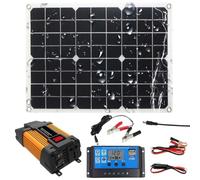Portable 12V Solar, Panel Kit 30A, Solar Charge Controller, Kit | Ergonomic Monocrystalline Solar, Panel Inverter Multiuse, for RV Trailer, Camper Marine Off-Grid, Room Restaurant