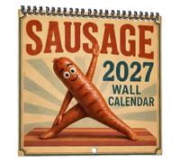 Portable 2027 Calendar, Funny Sausage Yoga, Monthly Weekly Planner | 12 Month Wall Calendar 2027 Planner Home Office School College Dorm Desk Shelf Kids Adults Teacher Student
