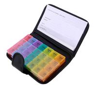 Portable 28 Grids Pills Box Holder Tablet Pill Case Storage Organizer Care Tool Rainbow Color with PU Bag (01with PU Bag)