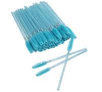 Portable 50 Piezas de 50 Piezas Desechables Nylon Mascara Eyelash y Cepillo de Cejas - Herramienta de Maquillaje Rosa para una Fácil Conveniencia de Aplicaciones y Viajes (azul claro)