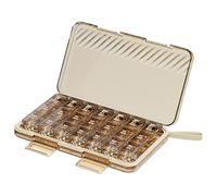 Portable 7 Day Pill Organizer, Weekly Medicine Organizer, Easy Access Medication Storage Case, Clear Travel Pill Box 9.25x5.12x1.18 Inches for Home, Outdoor, Travel (White, Brown)