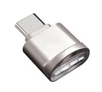 Portable Alloy Memory Card Reader with Type-C, Compact Silver Metal Shell, Compatible with TF Cards, PC, Laptop, and Smartphones, Fast Data Transfer Card Reader for On-The-Go Use