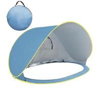 Portable Beach Tent with Removable Floor - 180T Silver Coated Polyester Shelter Blue Beige Or Pink 200x120x100cm for 2 to 3 People - Sun Shade with Fiberglass Frame and Storage Bag