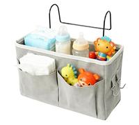 Portable Bedside Organizer - Adjustable Nursery Diaper with Pocket Storage, Space-Saving Organizer for Dorms, Bedrooms, Kids Rooms, Travel, Baby Essentials, Bottles, Toys, and Books 7 Inch