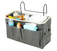 Portable Bedside Organizer, Adjustable Space Saving Nursery Diaper Pocket, Multi Compartment Storage Bag, For Dorm Bedroom Bunk Kids Room Travel Baby Bottle Toy Tissue Book Organization