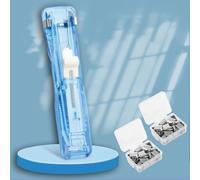 Portable Binder Clip Stapler - Includes 100 Reusable Clips, Handheld Paper Clam Clip Dispenser Large Size, Mini Push Stapler Clamp Staplers for Desktop Document Home School Desk Office (S)