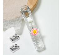 Portable Binder Clip Stapler - Includes 100 Reusable Clips, Handheld Paper Clam Clip Dispenser Large Size, Mini Push Stapler Clamp Staplers for Desktop Document Home School Desk Office (B)