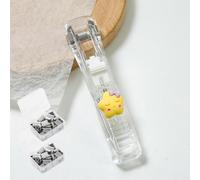 Portable Binder Clip Stapler - Includes 100 Reusable Clips, Handheld Paper Clam Clip Dispenser Large Size, Mini Push Stapler Clamp Staplers for Desktop Document Home School Desk Office (C)