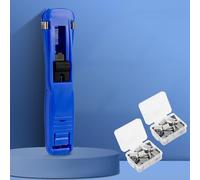 Portable Binder Clip Stapler - Includes 100 Reusable Clips, Handheld Paper Clam Clip Dispenser Large Size, Mini Push Stapler Clamp Staplers for Desktop Document Home School Desk Office (O)
