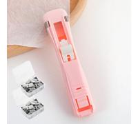 Portable Binder Clip Stapler - Includes 100 Reusable Clips, Handheld Paper Clam Clip Dispenser Large Size, Mini Push Stapler Clamp Staplers for Desktop Document Home School Desk Office (M)