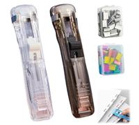 Portable Binder Clip Stapler - Includes 100 Reusable Clips,Mini Push Clamp Staplers,Quick and Effortless Handheld Clip Dispenser for Desktop Document,Home,School,Desk,Office (DD)