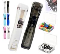 Portable Binder Clip Stapler-Includes 50 Reusable Clips, Reusable Desktop Stapler with Refill Paper Clips, Push Staplers Dispenser Papers Clamps for Home School Office Document Supplies (2Pcs-B)