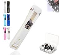 Portable Binder Clip Stapler-Includes 50 Reusable Clips, Reusable Desktop Stapler with Refill Paper Clips, Push Staplers Dispenser Papers Clamps for Home School Office Document Supplies (White)