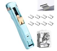 Portable Binder Clip Stapler - Includes 58 Reusable Clips, 1/2 Pcs Portable Binder Clip Stapler, One-Hand Operation, for Desktop Document Home School Office (Blue)