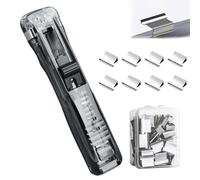 Portable Binder Clip Stapler - Includes 58 Reusable Clips, 1/2 Pcs Portable Binder Clip Stapler, One-Hand Operation, for Desktop Document Home School Office (Black)