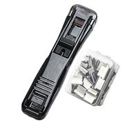 Portable Binder Stapler - Reusable Paper Binding Clamp Dispenser for Home School Classroom, Damage Free Fastener with Desktop Push Mechanism, Handheld Clip Stapler for Document Bills Files Books