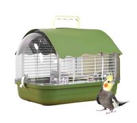 Portable Bird Cage - Metal Acrylic Leather 32x21x22cm | Transparente Travel Carrier for Parakeet Conure Cockatiel Canary Lovebird Finch | Small Cage for Living Room Balcony Indoor Park Use