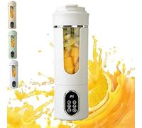 Portable Blender with 12 Stainless Steel Blades, 530ml Rechargeable Mini Blender with Travel Lid for Shakes and Smoothies, Electric Orange Juicer with Smart LED for Gym,Office,Travel (White)