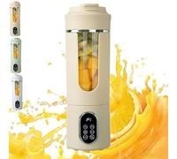 Portable Blender with 12 Stainless Steel Blades, 530ml Rechargeable Mini Blender with Travel Lid for Shakes and Smoothies, Electric Orange Juicer with Smart LED for Gym,Office,Travel (Beige)