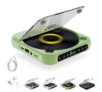 Portable Bluetooth CD Player, Flownwing CD Player, Home Rechargeable Compact CD Players. Built-in HiFi Speaker, with Timer (Green)