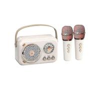 Portable Bluetooth Speaker with Microphone Set, Vintage Bluetooth Speaker with Home (White)