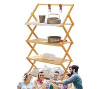 Portable Camp Rack - Collabsible Utility, organizador de camping de varios niveles, estantería plegable para área de viaje, mesa compacta para exteriores, portaequipaje doméstico, suministros de