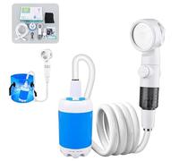 Portable Camping Shower Outdoor Camp Shower Pump, Portable Camping Shower with Adjustable Flow, Multiple Spray Modes Pumps Water from Bucket for Camping, Hiking, Travel (1pcs)