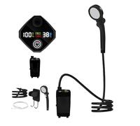 Portable Camping Shower, Rechargeable RV Shower, Waterproof Camp Pump, Led Display Control, 3 Spray Modes, for Outdoor Garden Beach Pet Bath Car Washing, 11.42x7.48x3.35 Inches