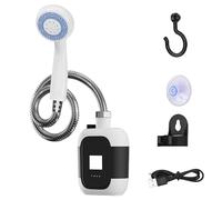 Portable Camping Shower with Adjustable Flow, Rechargeable Shower Pump with Showers Head & Hose for Easy & Convenient Outdoor Cleaning for Hiking, RV, Travel, Pet & Car Wash Use (Set-A)