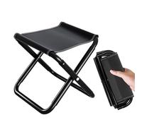 Portable Camping Stool, Folding Chair Collapsible Camp Stool Outdoor Footstool, For Travel Walking Hiking Fishing Picnic Barbecue(A-Black)